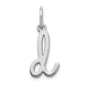 14K White Gold Small Size Lower Case Script Letter D Initial Pendant