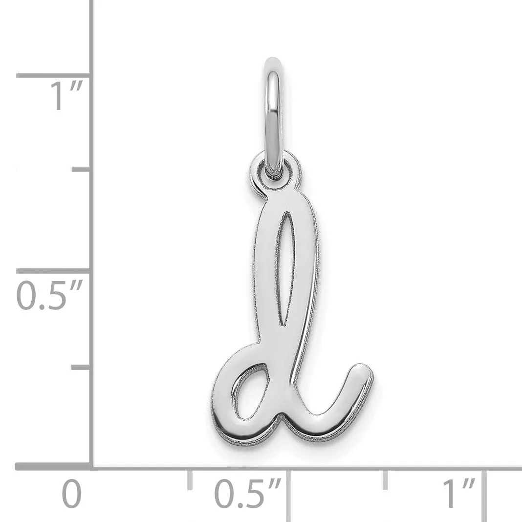 14K White Gold Small Size Lower Case Script Letter D Initial Pendant
