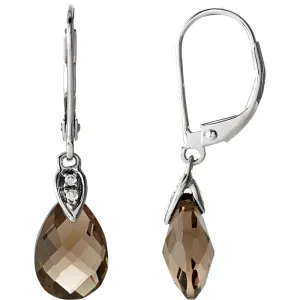 14k White Gold Smoky Quartz & .025 CTW Diamond Earrings