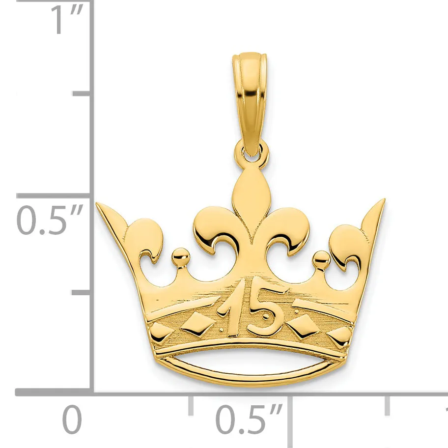 14k Yellow Gold 15 Crown Design Pendant