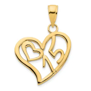 14k Yellow Gold  #15 Heart Pendant