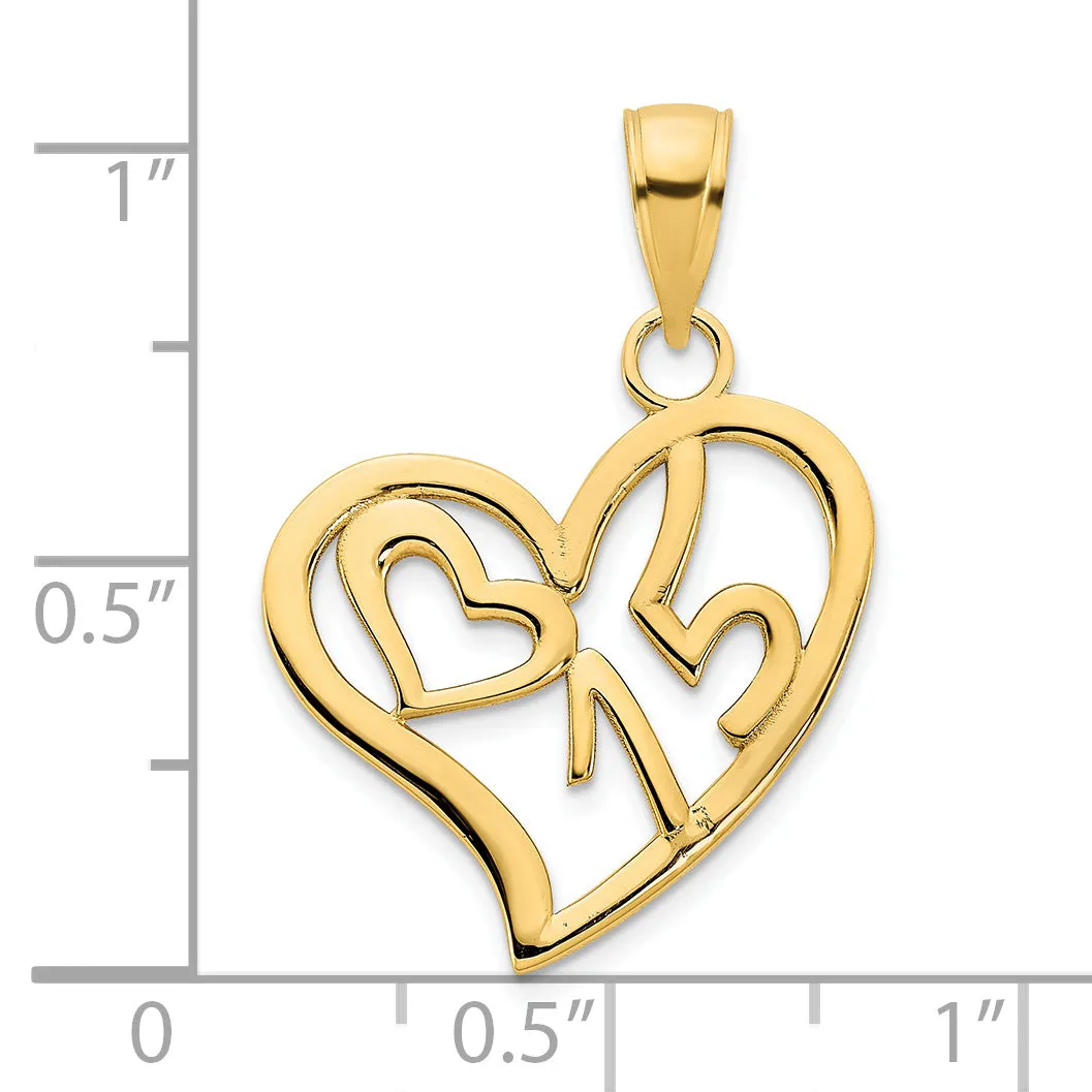 14k Yellow Gold  #15 Heart Pendant
