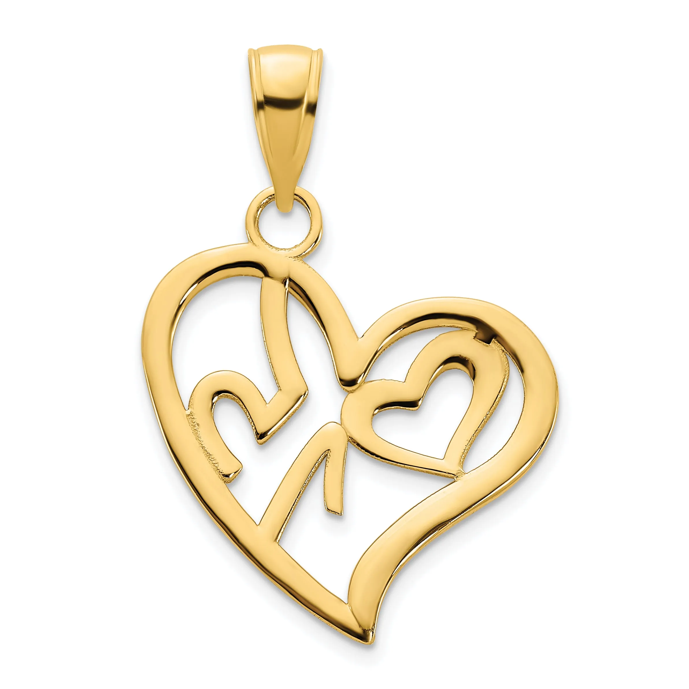 14k Yellow Gold  #15 Heart Pendant