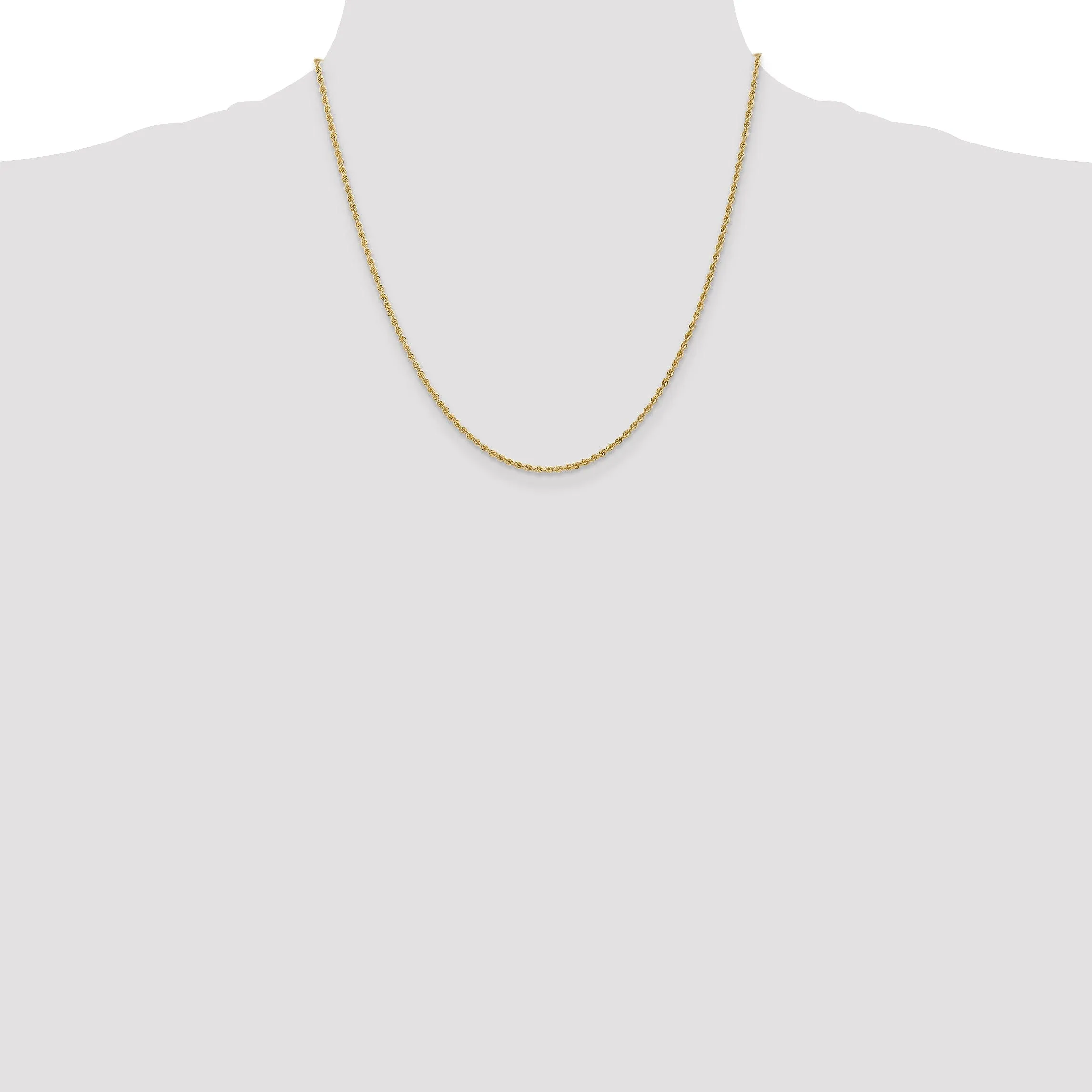 14k Yellow Gold 1.8mm Solid Regular Rope Chain