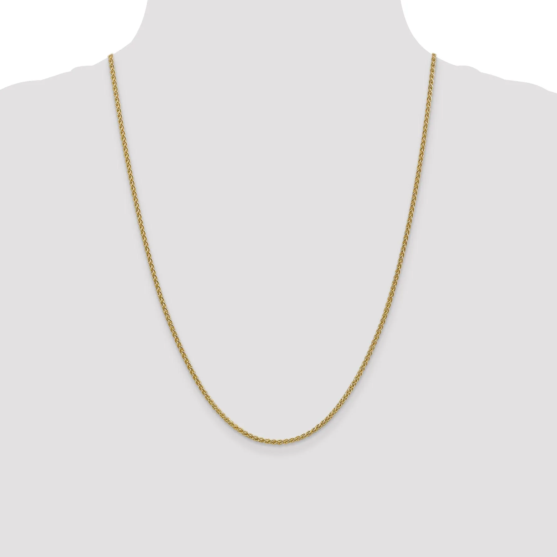 14k Yellow Gold 2.1mm Spiga Wheat Chain