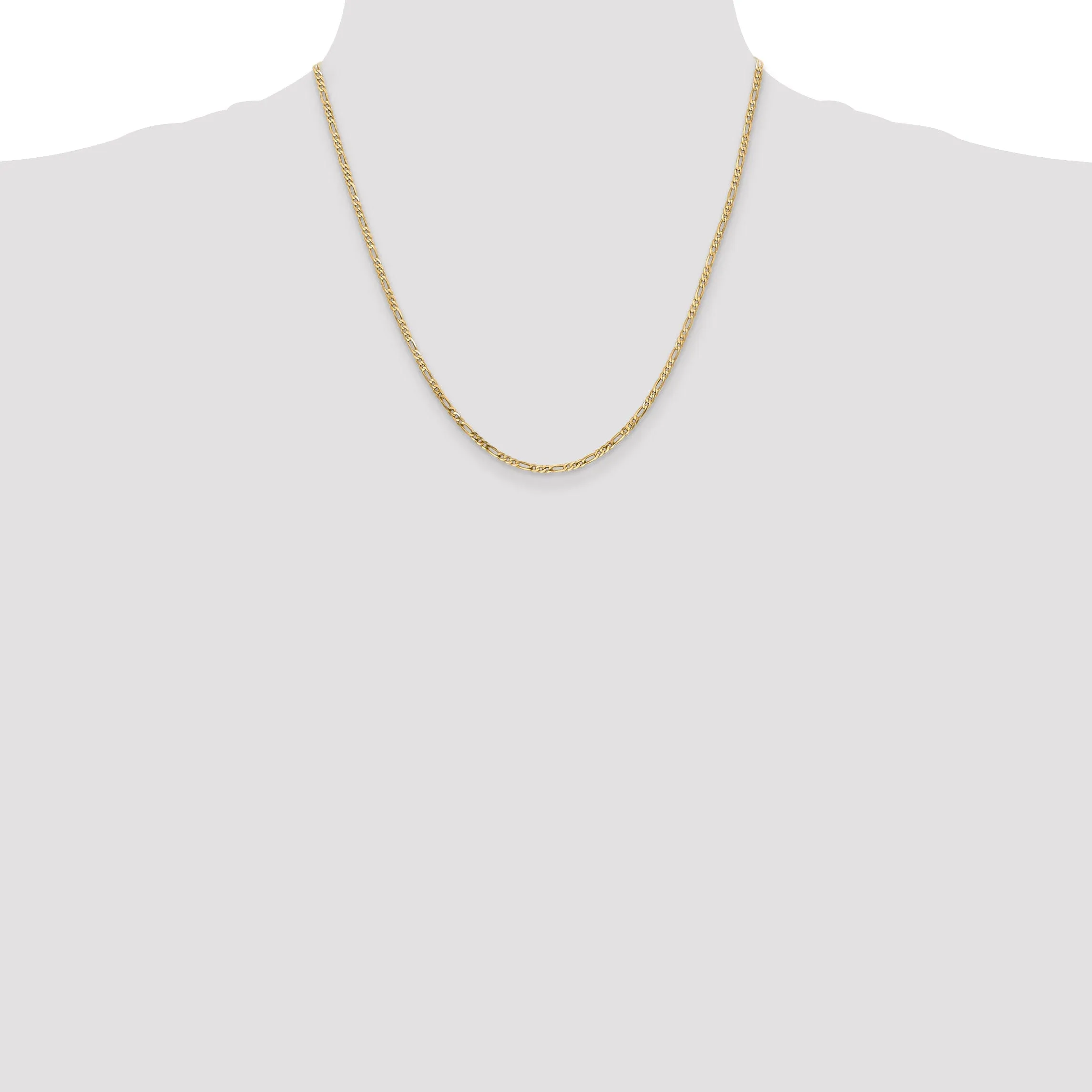 14k Yellow Gold 2.25-mm Flat Solid Figaro Chain