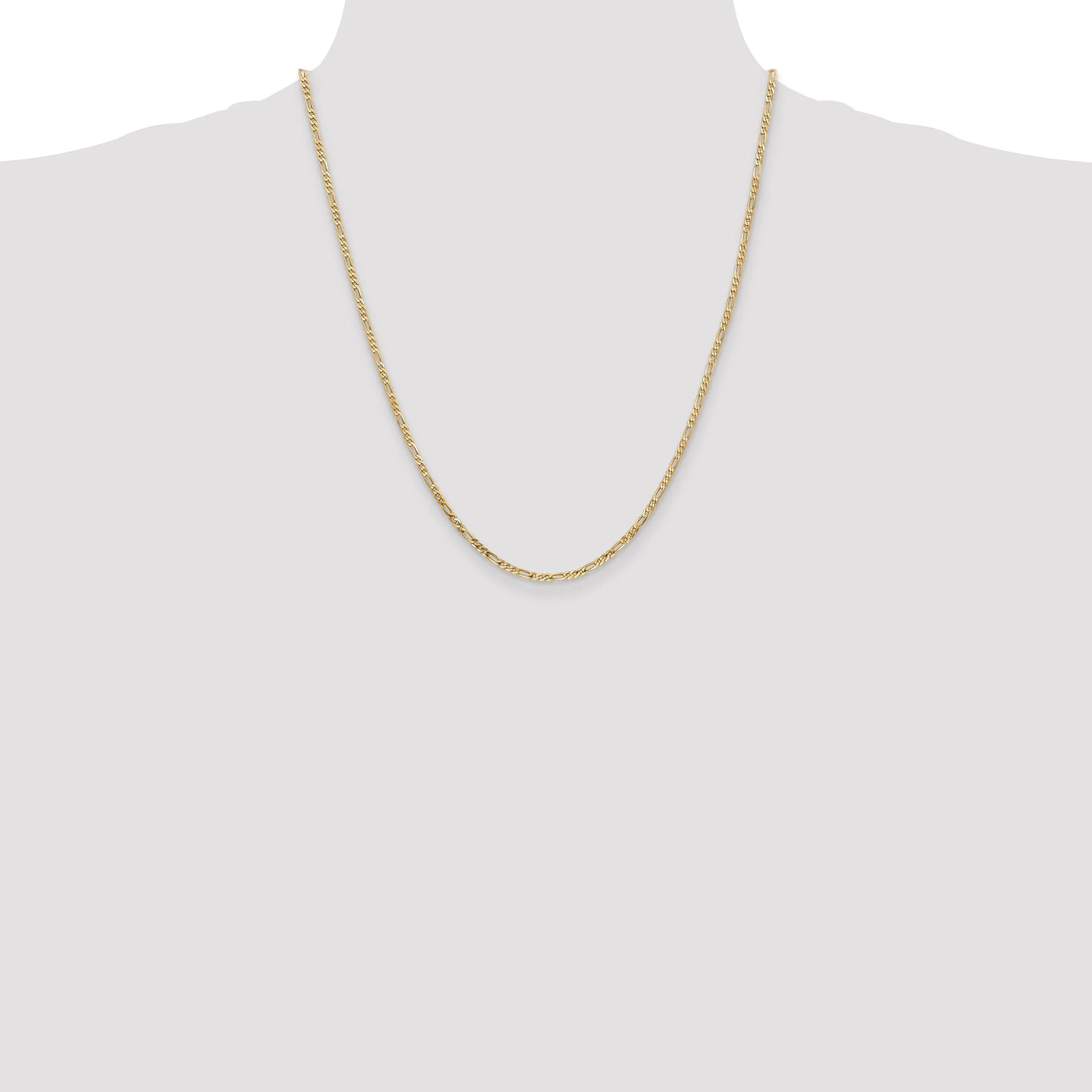 14k Yellow Gold 2.25-mm Flat Solid Figaro Chain