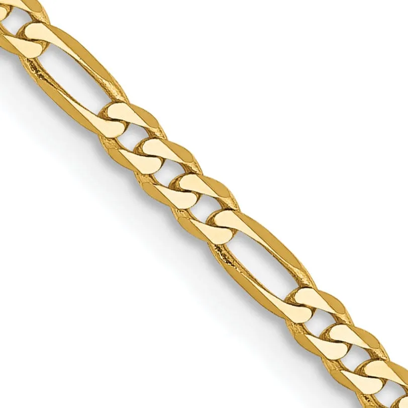 14k Yellow Gold 2.25-mm Flat Solid Figaro Chain