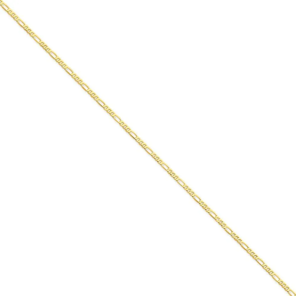 14k Yellow Gold 2.25-mm Flat Solid Figaro Chain