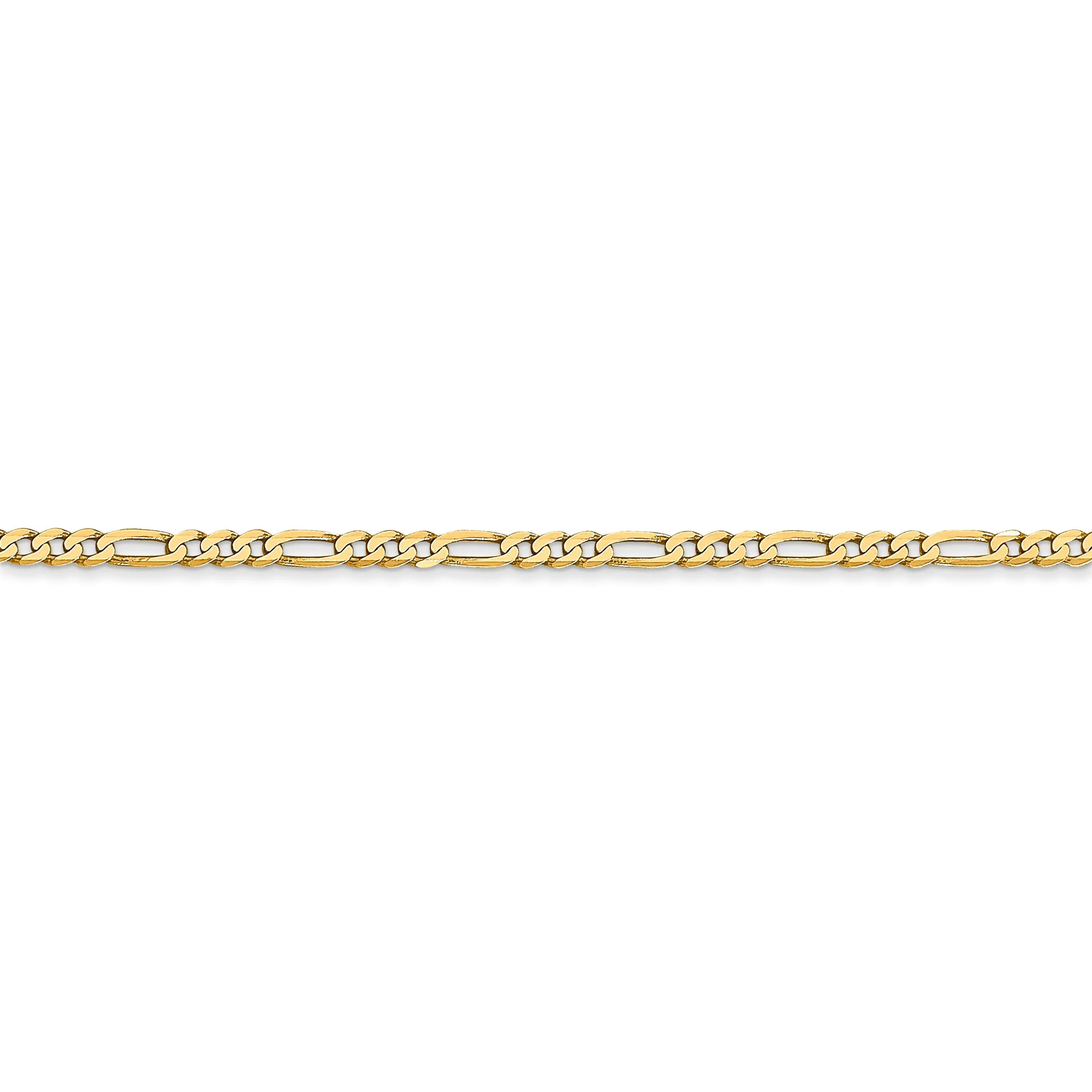 14k Yellow Gold 2.25-mm Flat Solid Figaro Chain