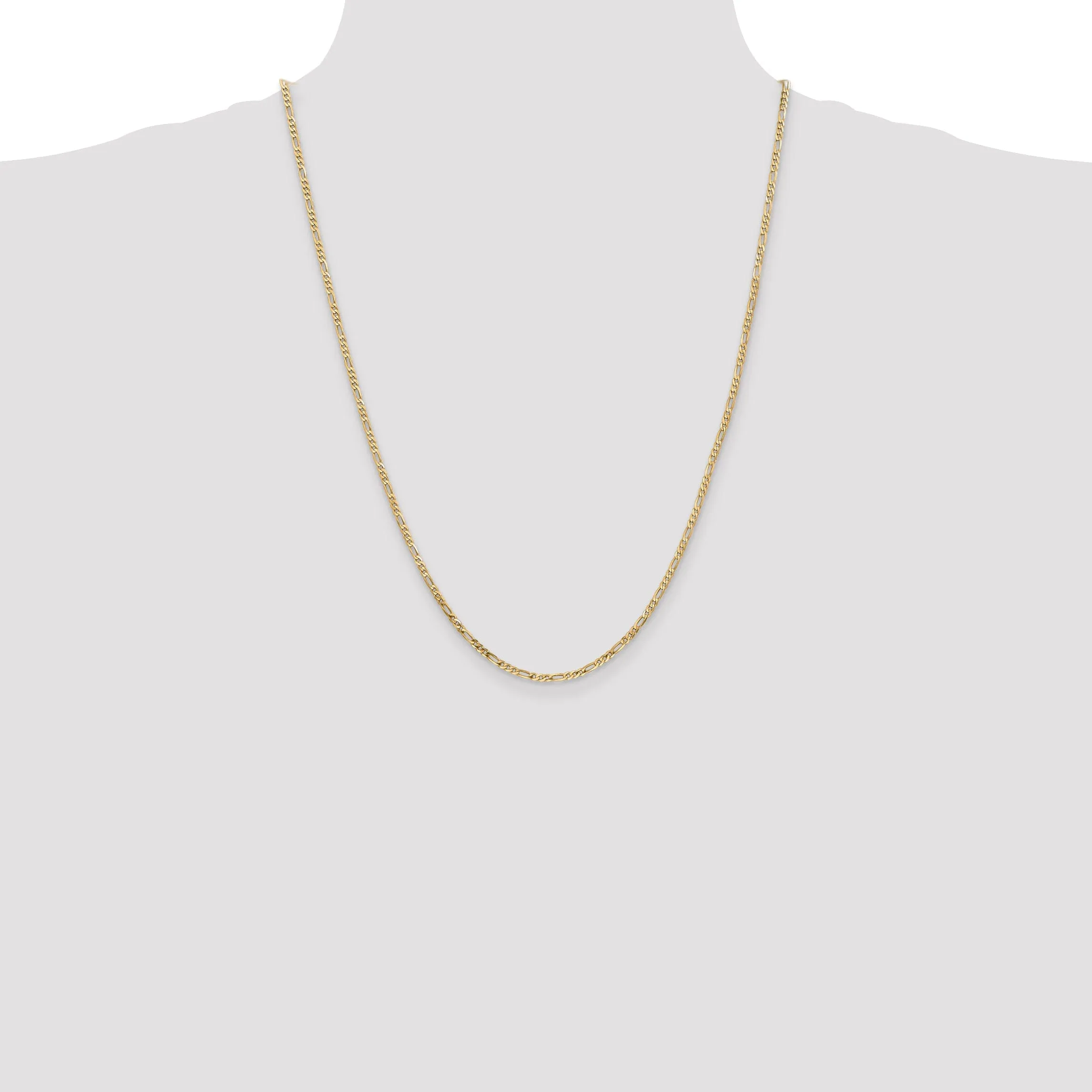14k Yellow Gold 2.25-mm Flat Solid Figaro Chain