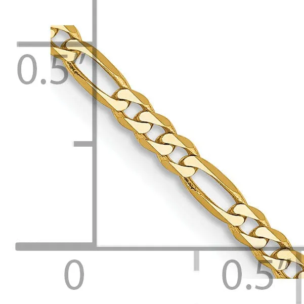 14k Yellow Gold 2.25-mm Flat Solid Figaro Chain