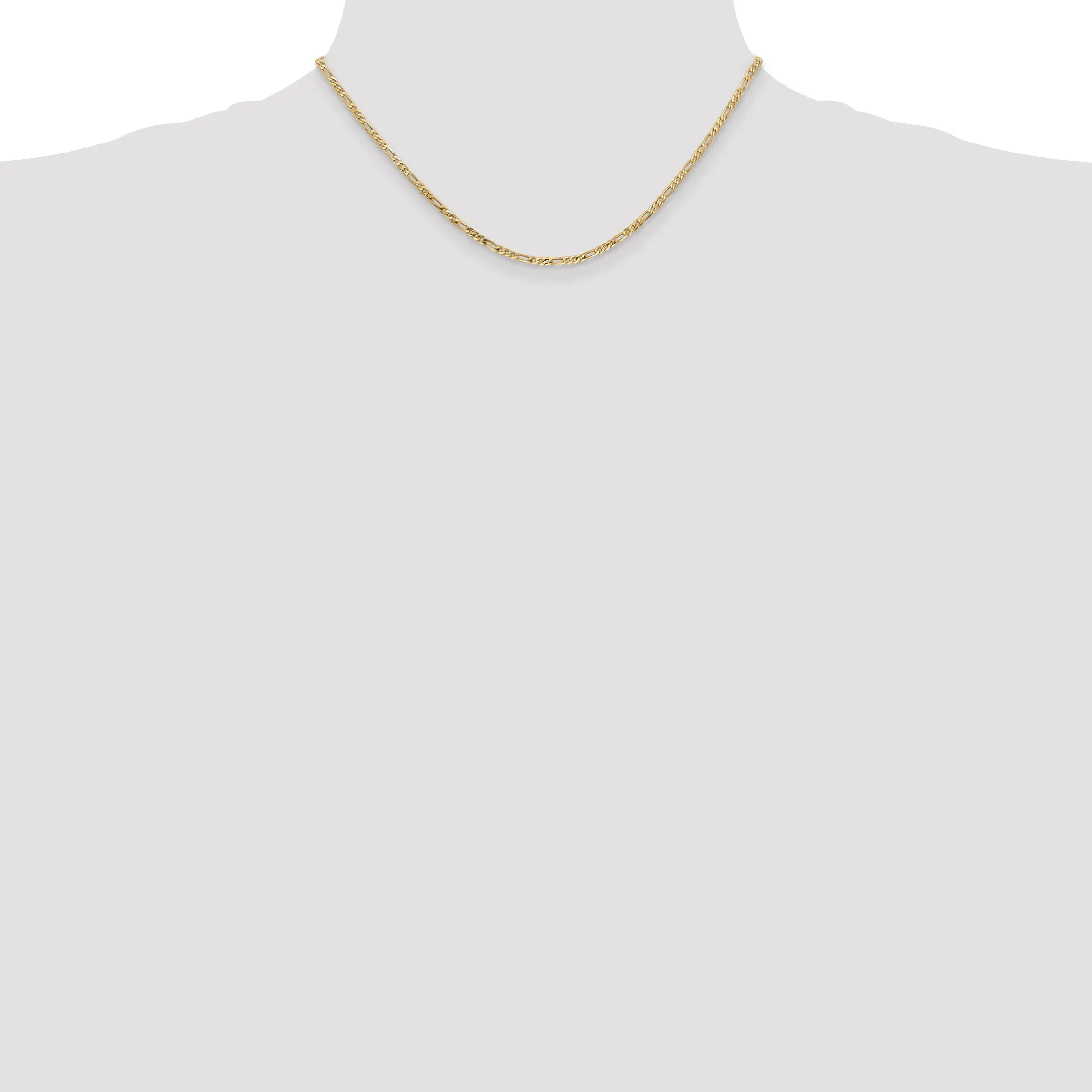 14k Yellow Gold 2.25-mm Flat Solid Figaro Chain