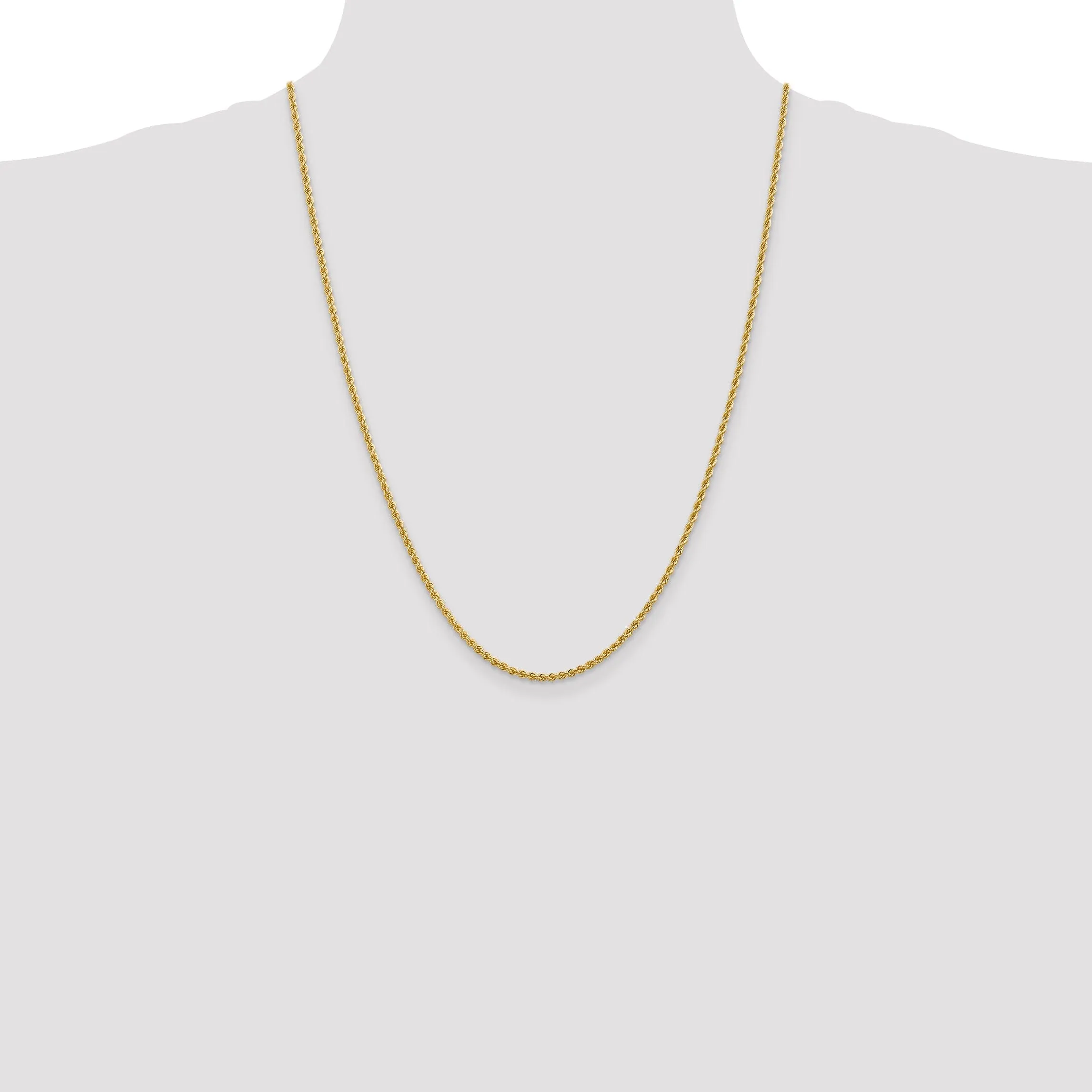 14k Yellow Gold 2.25mm Regular Rope Chain