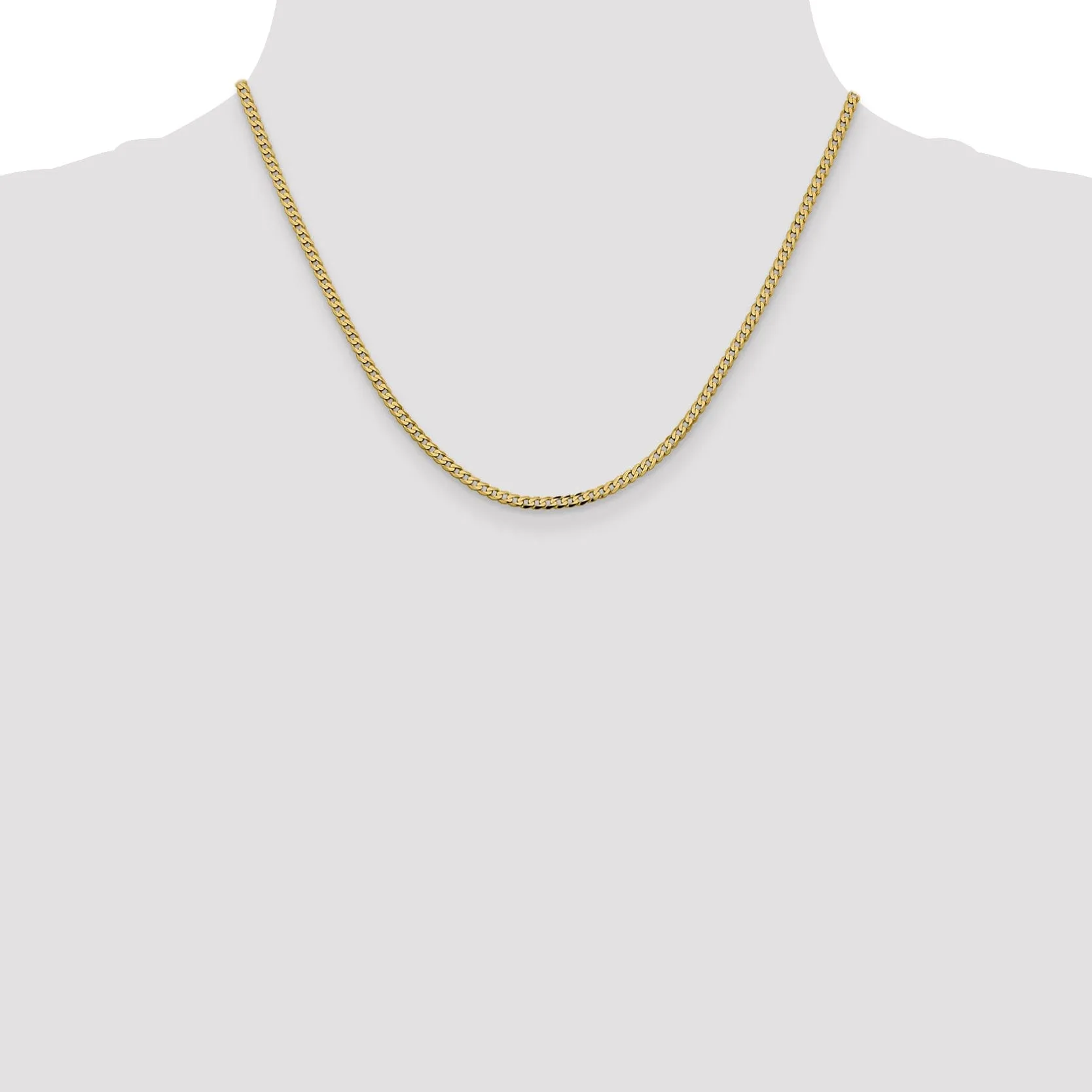 14k Yellow Gold 2.3mm Flat Beveled Curb Chain