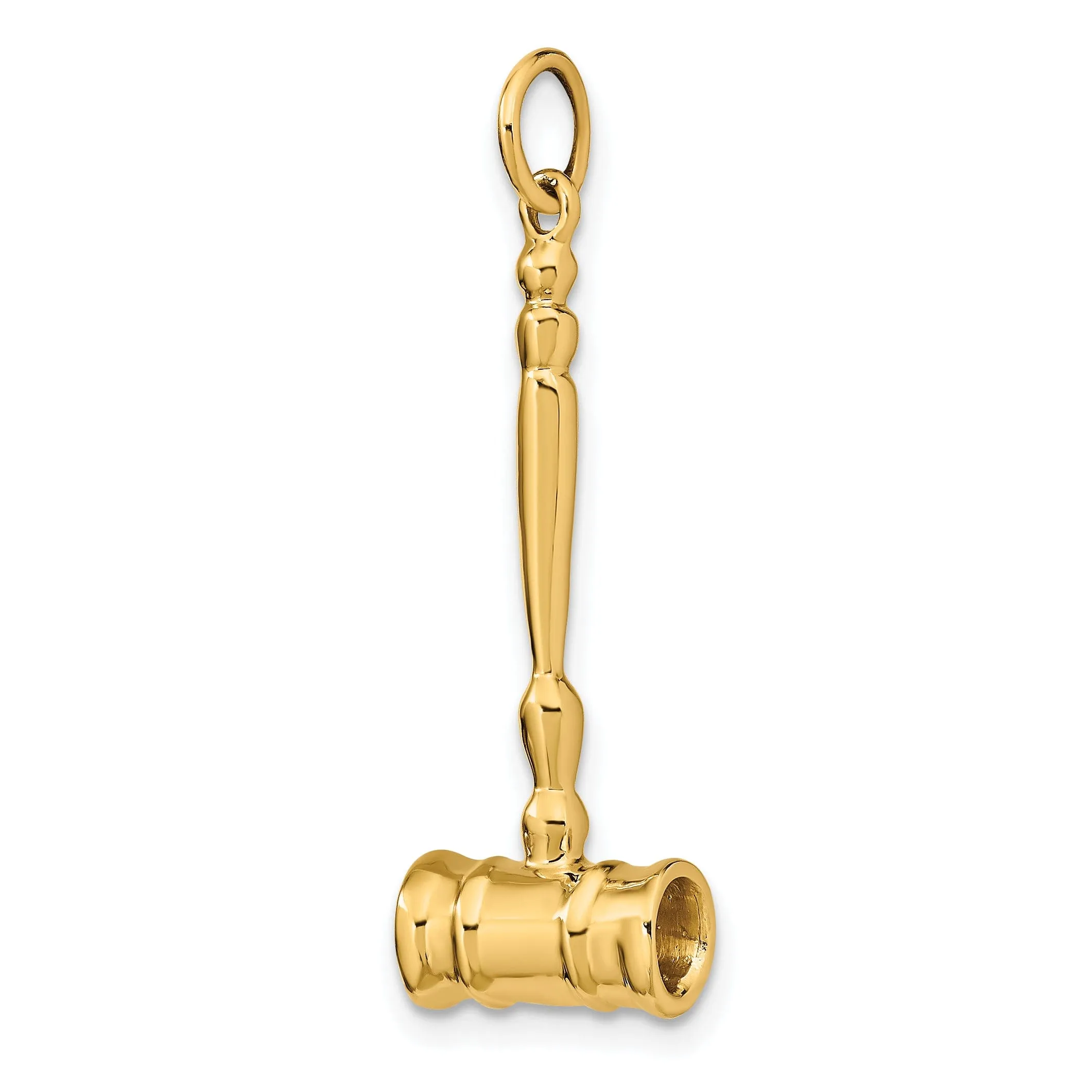 14k Yellow Gold 3-Dimensional Gavel Pendant