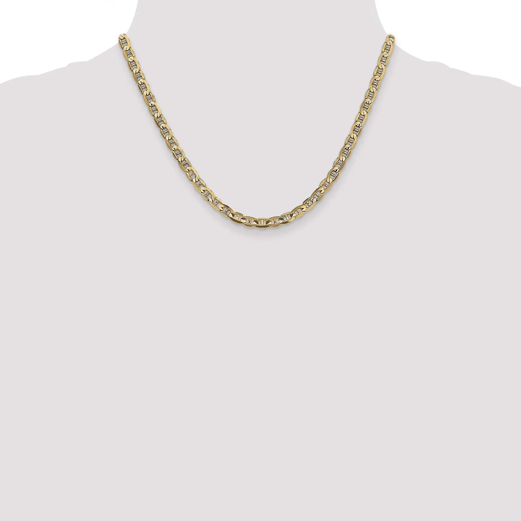 14k Yellow Gold 4.5mm Concave Anchor Chain