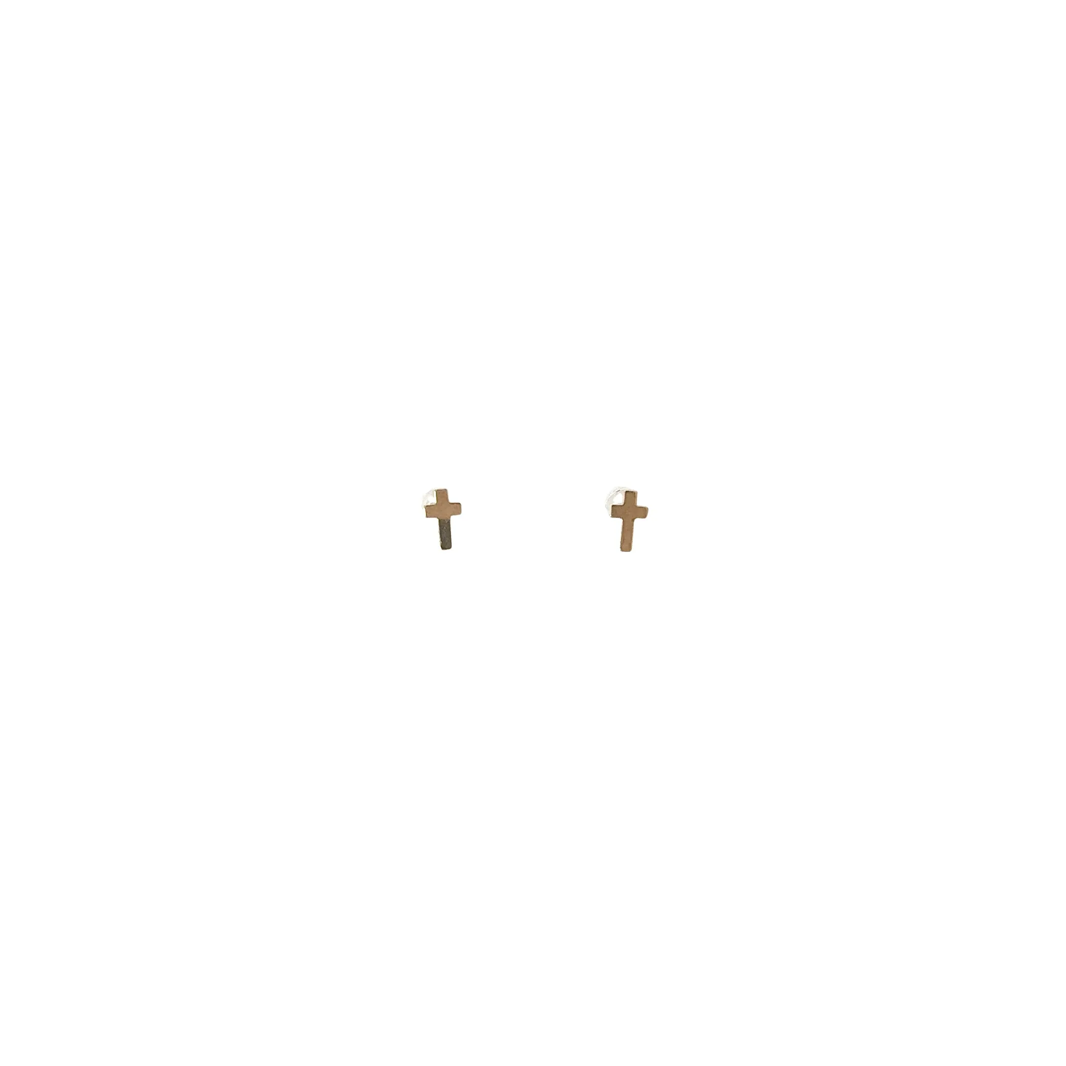14k Yellow Gold Cross Stud Earrings