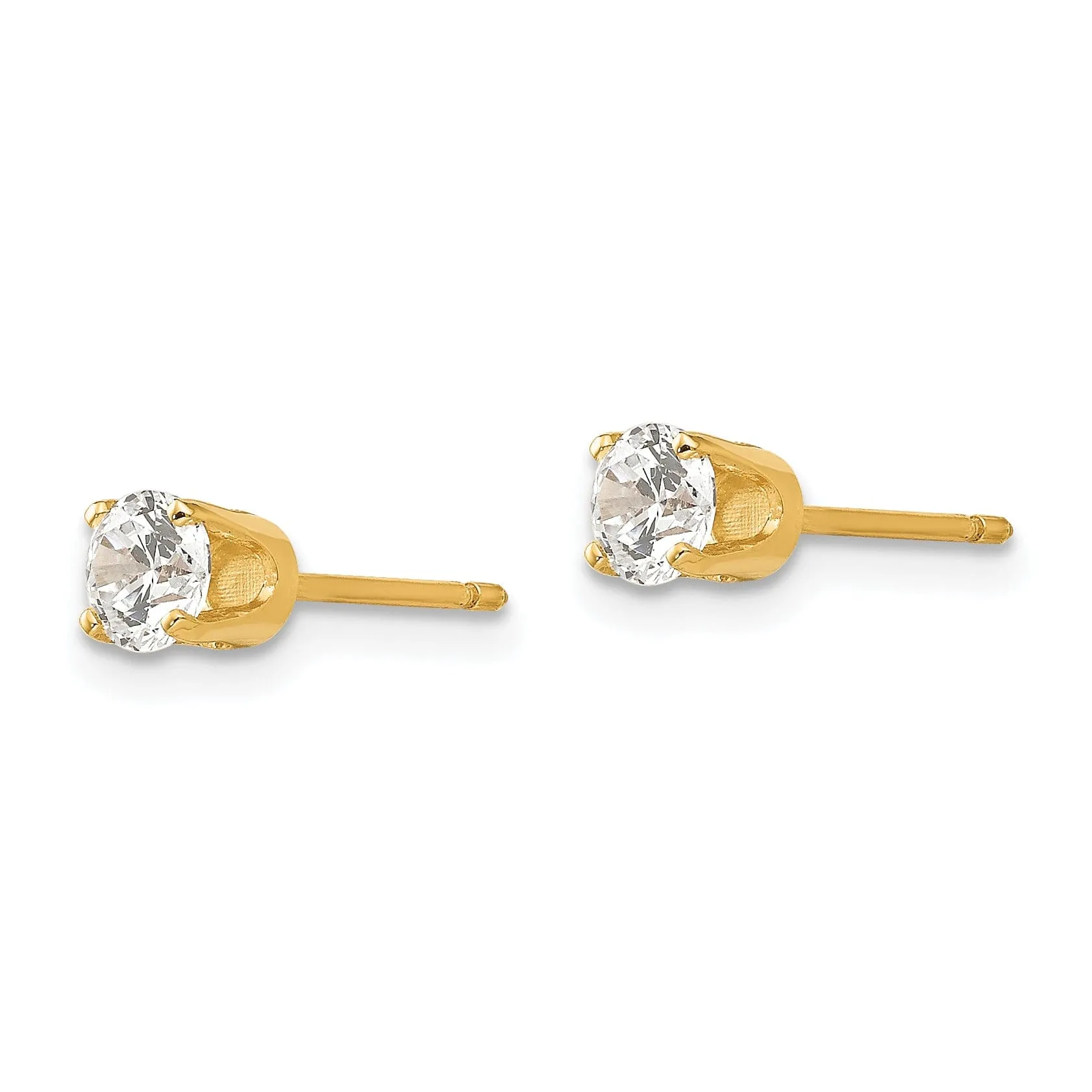 14k Yellow Gold Cubic Zirconia Stud Earrings