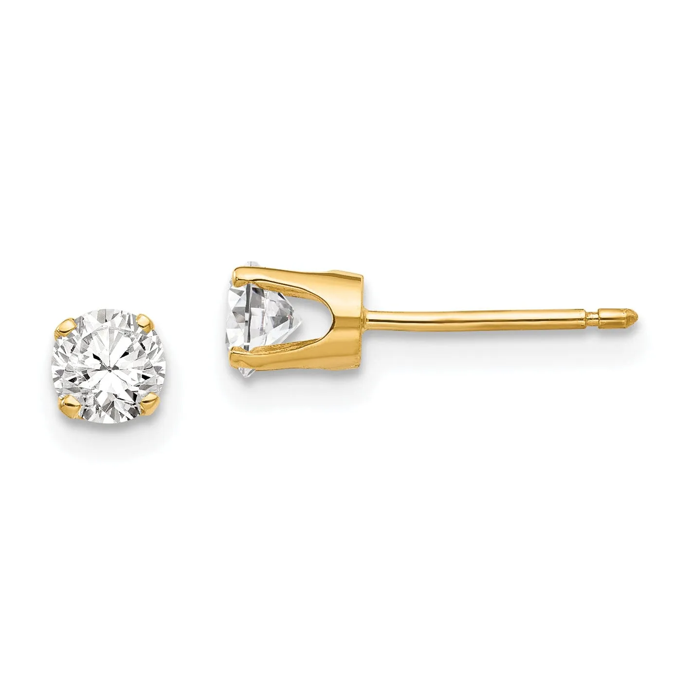 14k Yellow Gold Cubic Zirconia Stud Earrings