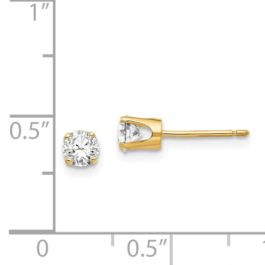 14k Yellow Gold Cubic Zirconia Stud Earrings