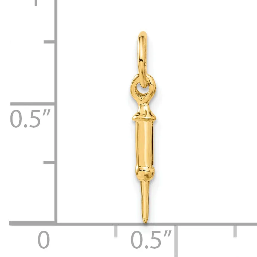 14k Yellow Gold Doctors Syringe Charm Pendant