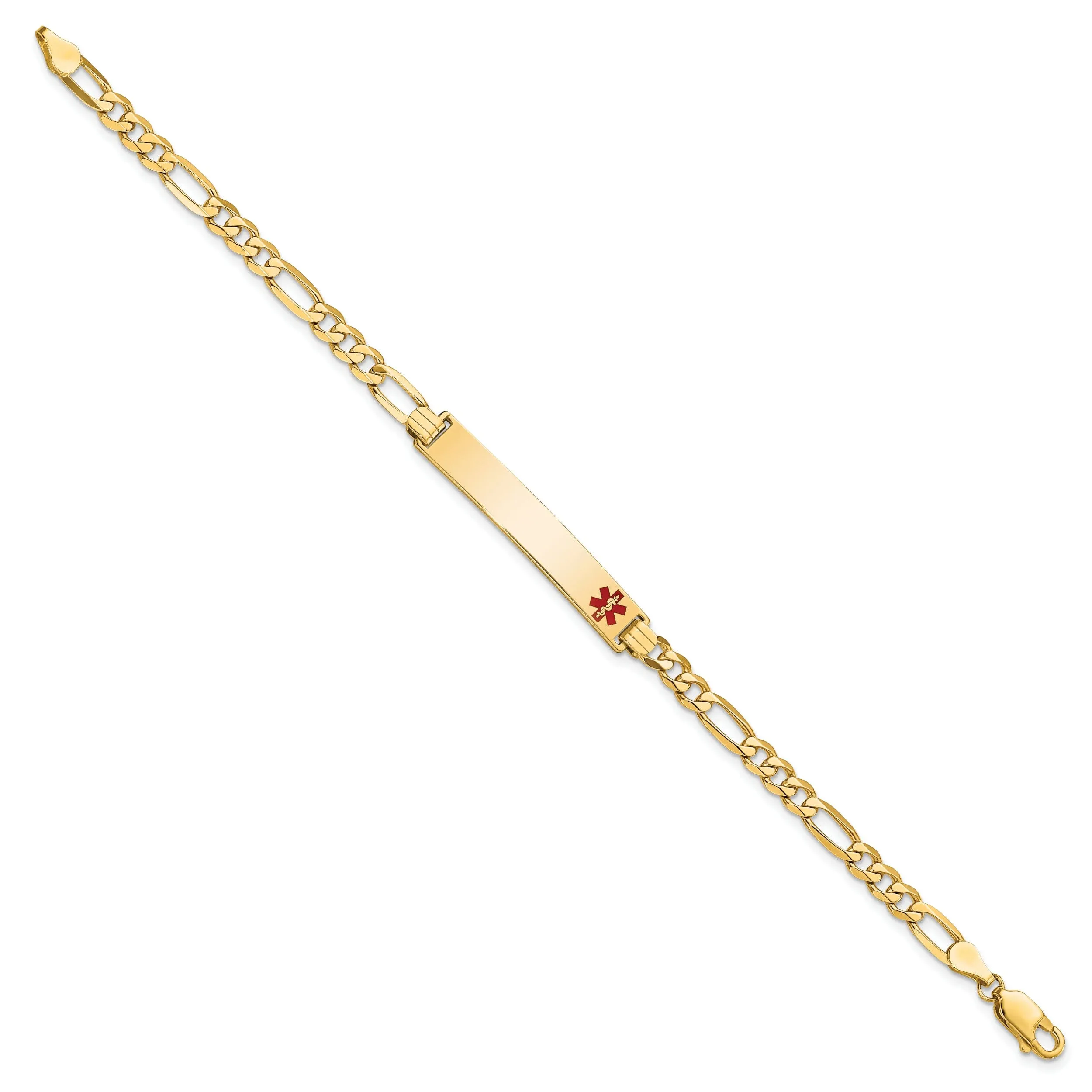 14K Yellow Gold Figaro Link Medical ID Bracelet