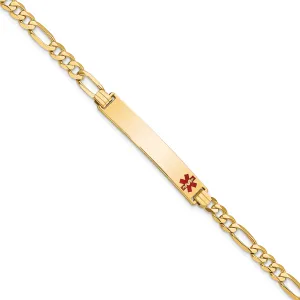 14K Yellow Gold Figaro Link Medical ID Bracelet