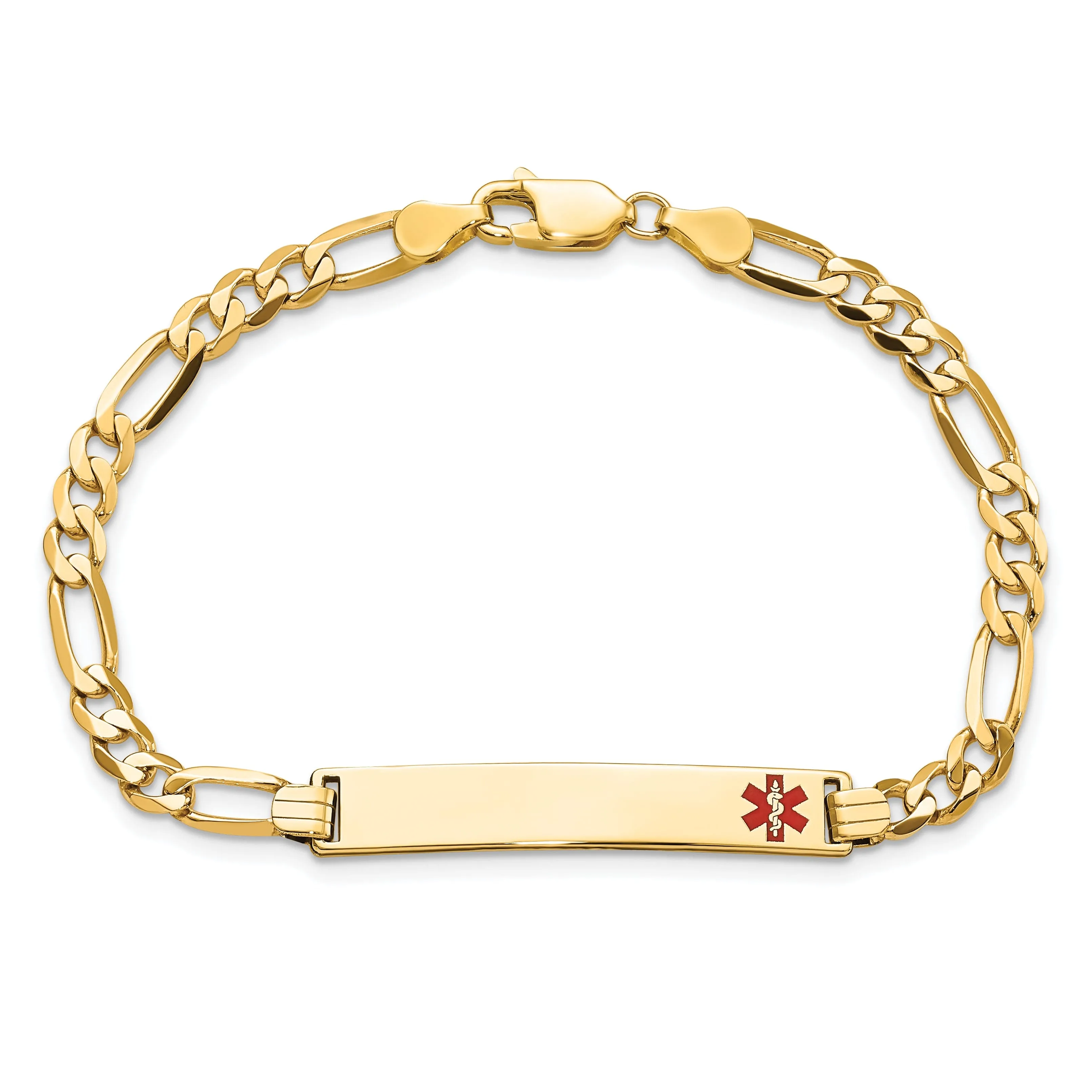 14K Yellow Gold Figaro Link Medical ID Bracelet