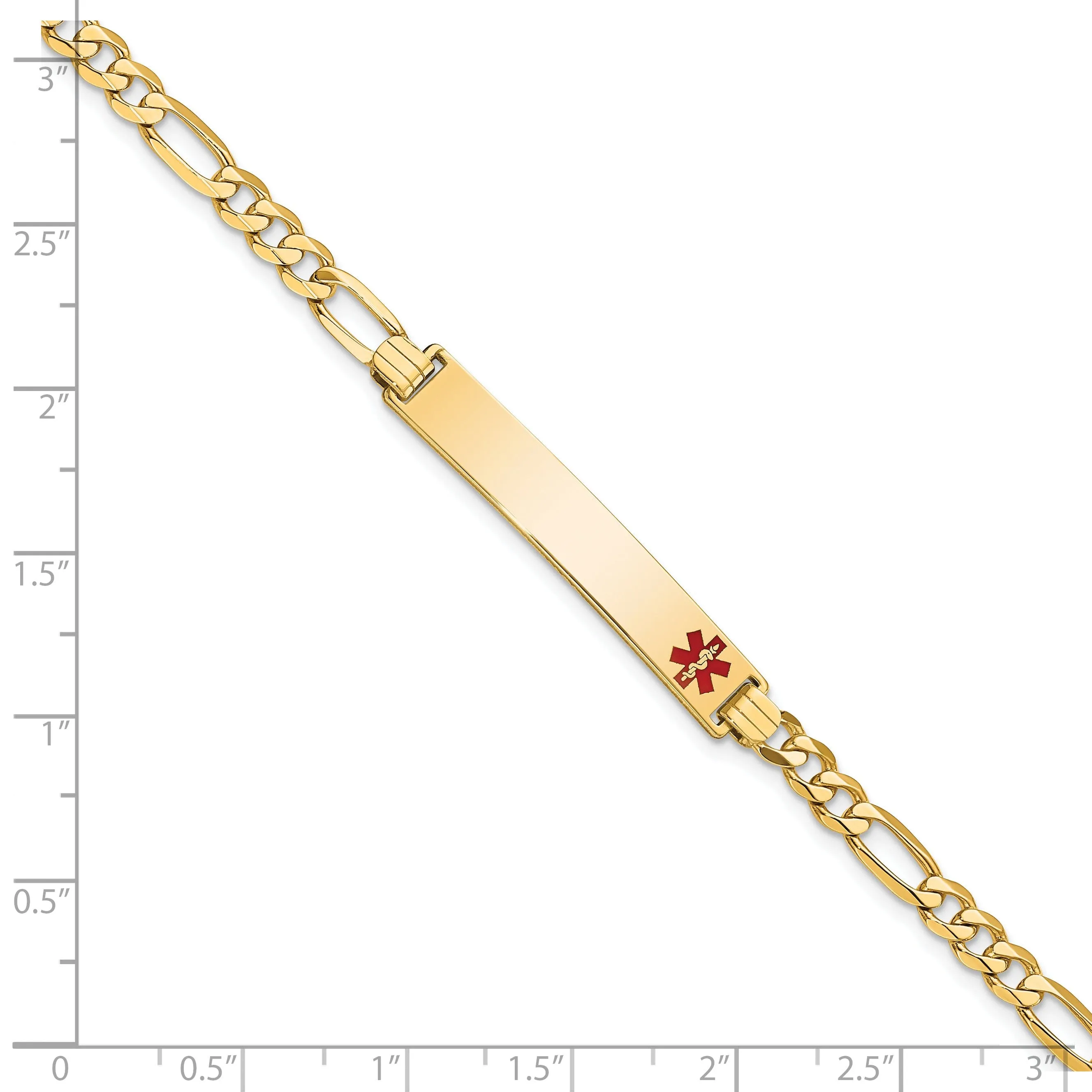 14K Yellow Gold Figaro Link Medical ID Bracelet