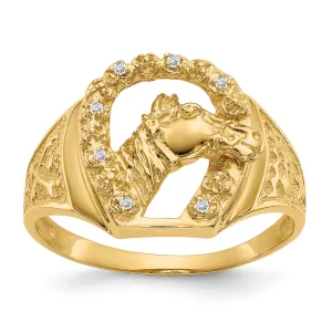 14k Yellow Gold Men's Diamond Horseshoe Ring