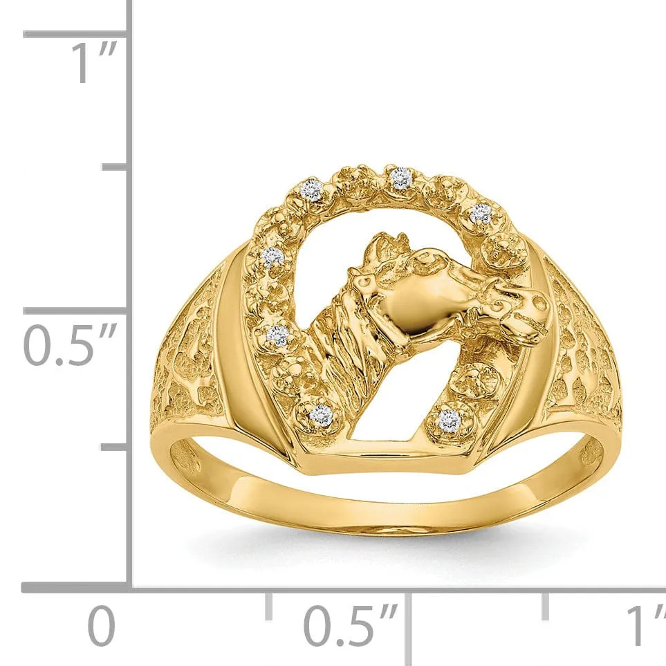 14k Yellow Gold Men's Diamond Horseshoe Ring