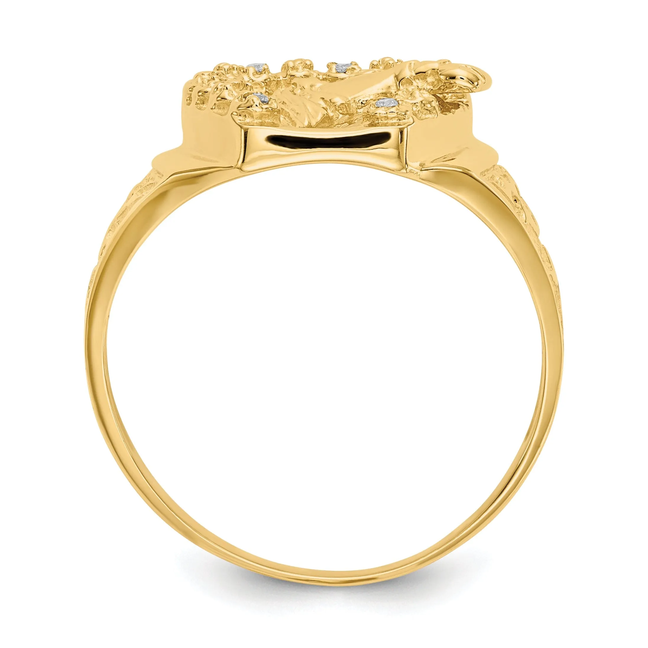14k Yellow Gold Men's Diamond Horseshoe Ring