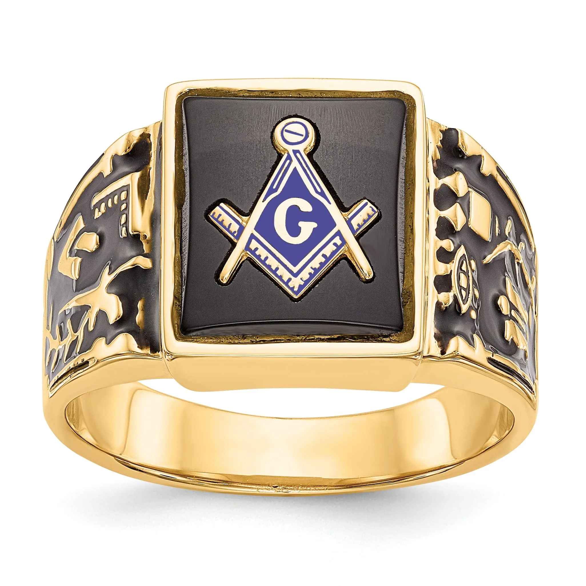 14k Yellow Gold Men's Masonic Ring
