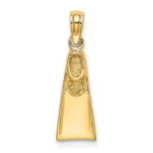 14K Yellow Gold Polish Finish Scuba Flipper Pendant