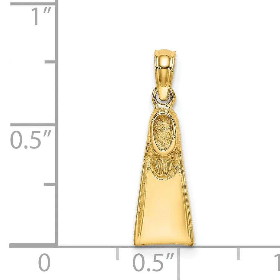 14K Yellow Gold Polish Finish Scuba Flipper Pendant