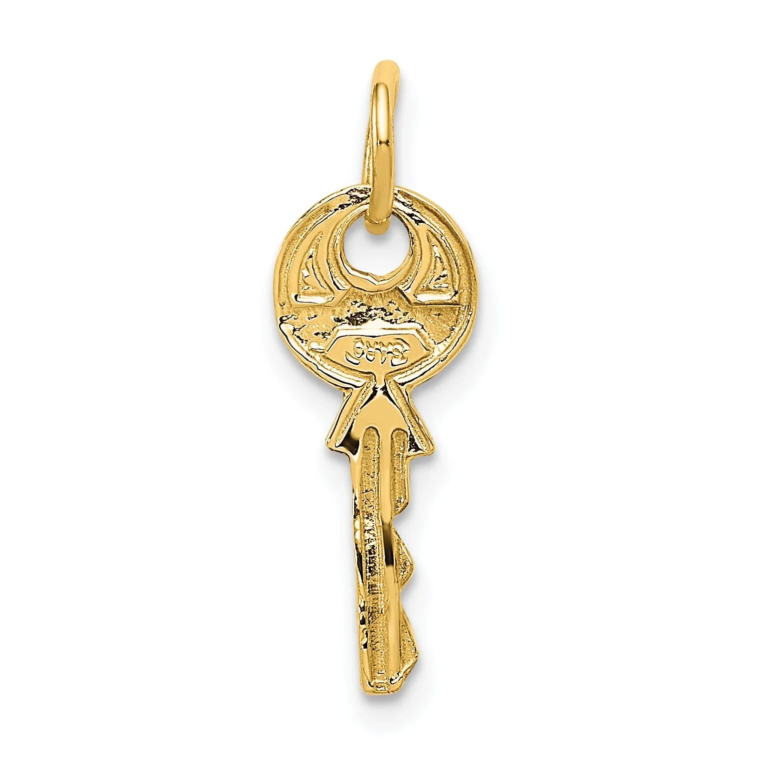14K Yellow Gold Polished 3-D Rounded Top Key Charm Pendant