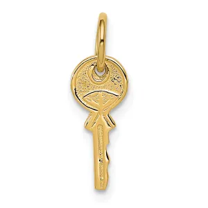 14k Yellow Gold Polished 3-D Rounded Top Key Charm