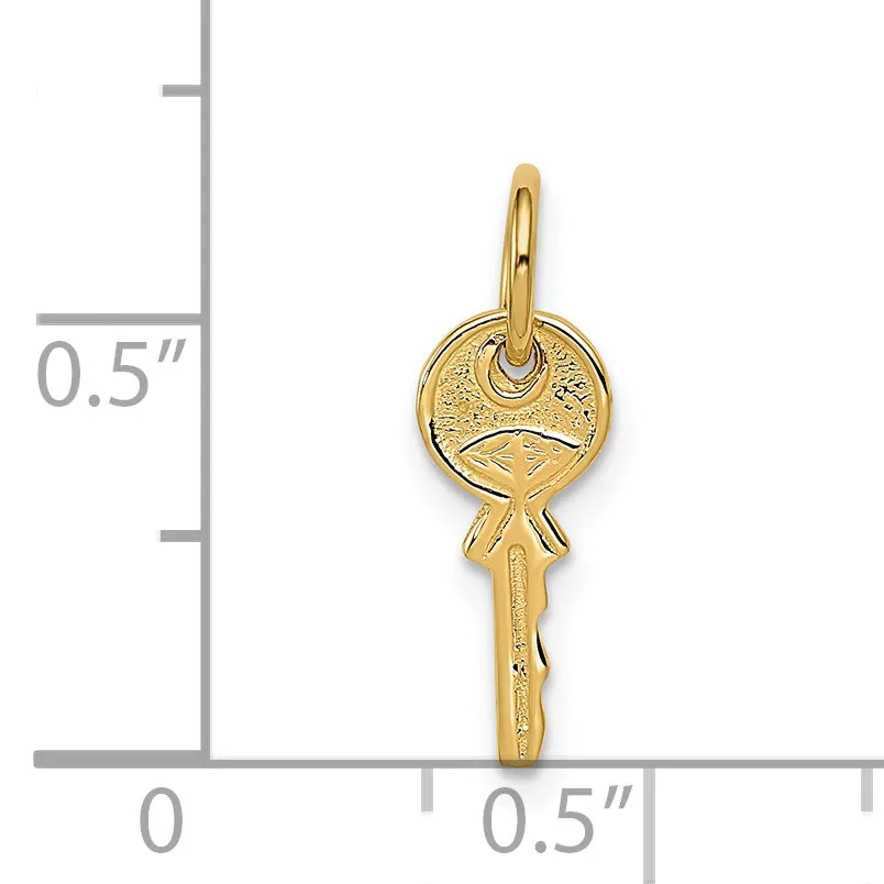14k Yellow Gold Polished 3-D Rounded Top Key Charm
