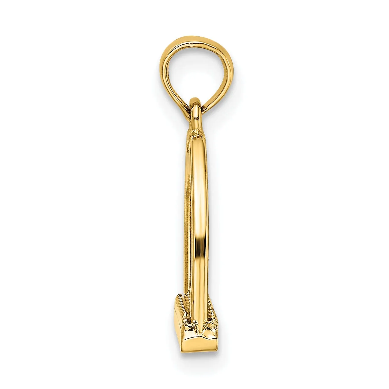 14K Yellow Gold Polished Finish 3-D Small Horse Stirrup Pendant