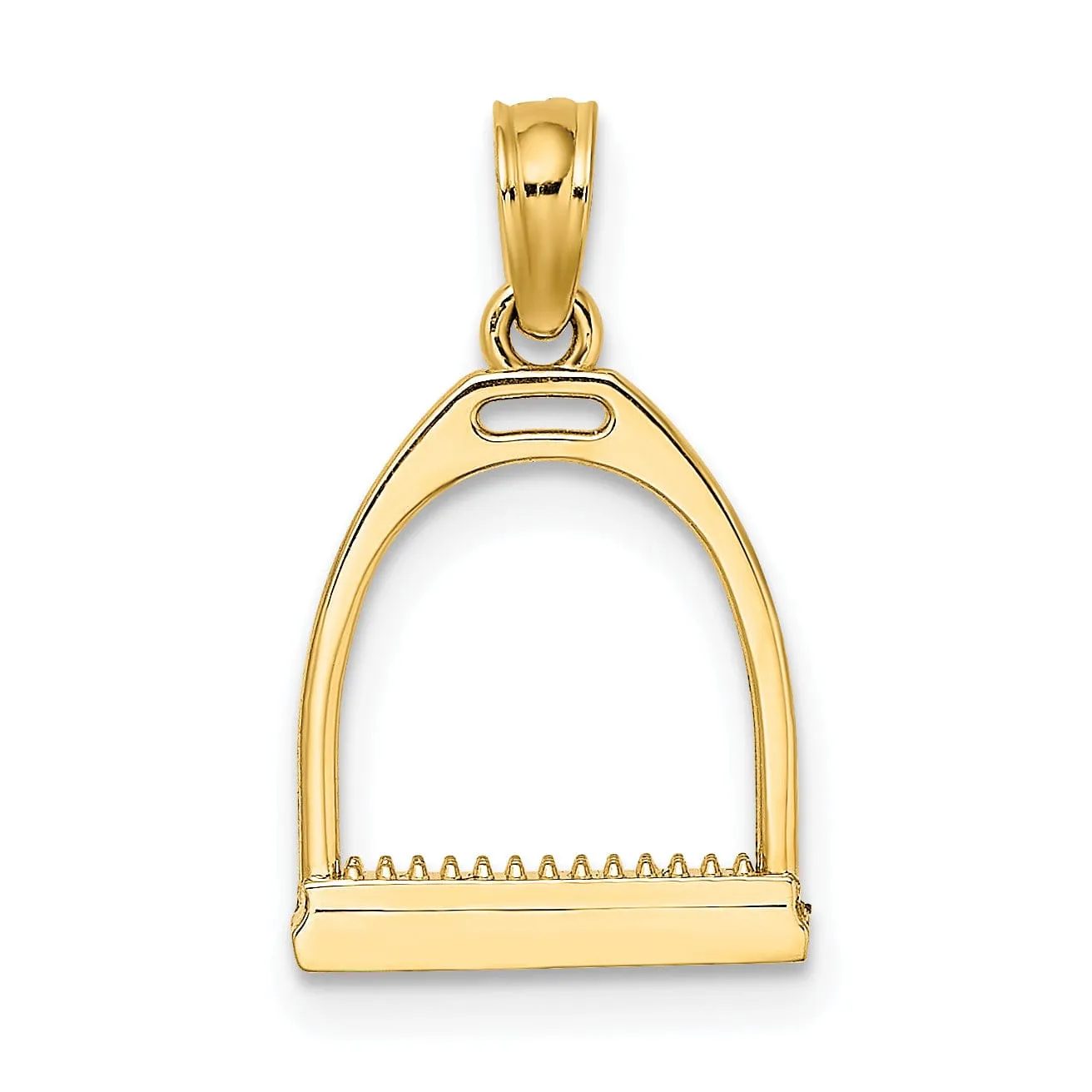 14K Yellow Gold Polished Finish 3-D Small Horse Stirrup Pendant