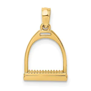 14K Yellow Gold Polished Finish 3-D Small Horse Stirrup Pendant
