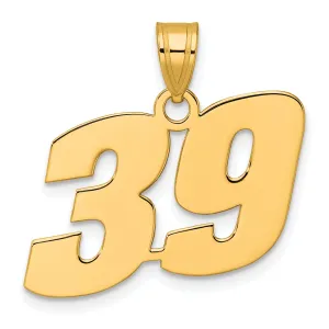 14k Yellow Gold Polished Finish Block Script Design Number 39 Charm Pendant
