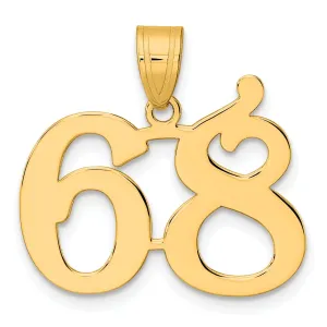 14k Yellow Gold Polished Finish Number 68 Charm Pendant
