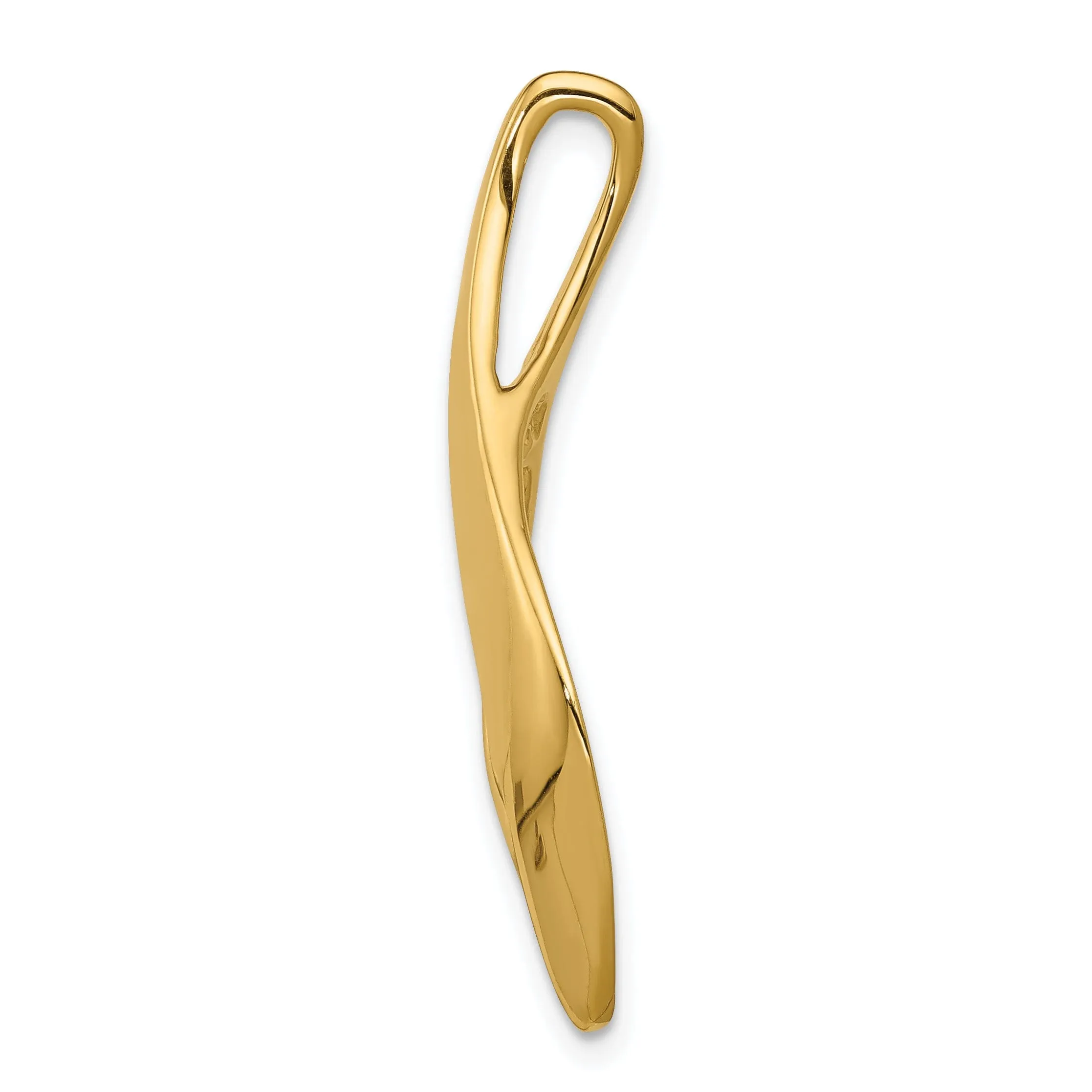 14K Yellow Gold Polished Finish Solid Modern Sleek Look Omega Slide Pendant fits up to 6 mm Omega