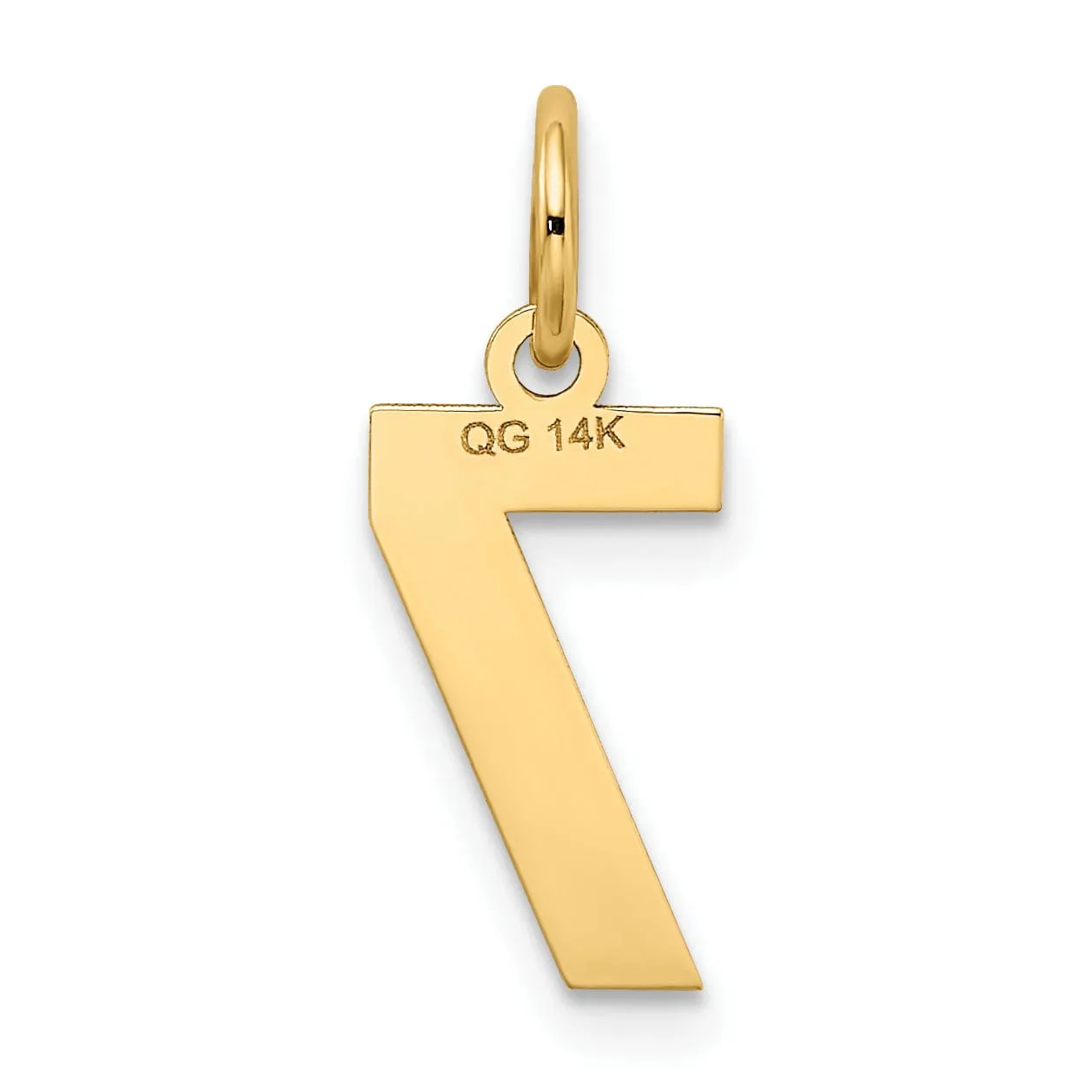 14k Yellow Gold Satin Brush Finish Small Size Number 7 Charm Pendant