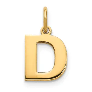14k Yellow Gold  Small Size Letter D Initial Block Pendant