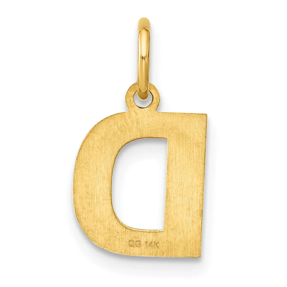 14k Yellow Gold  Small Size Letter D Initial Block Pendant