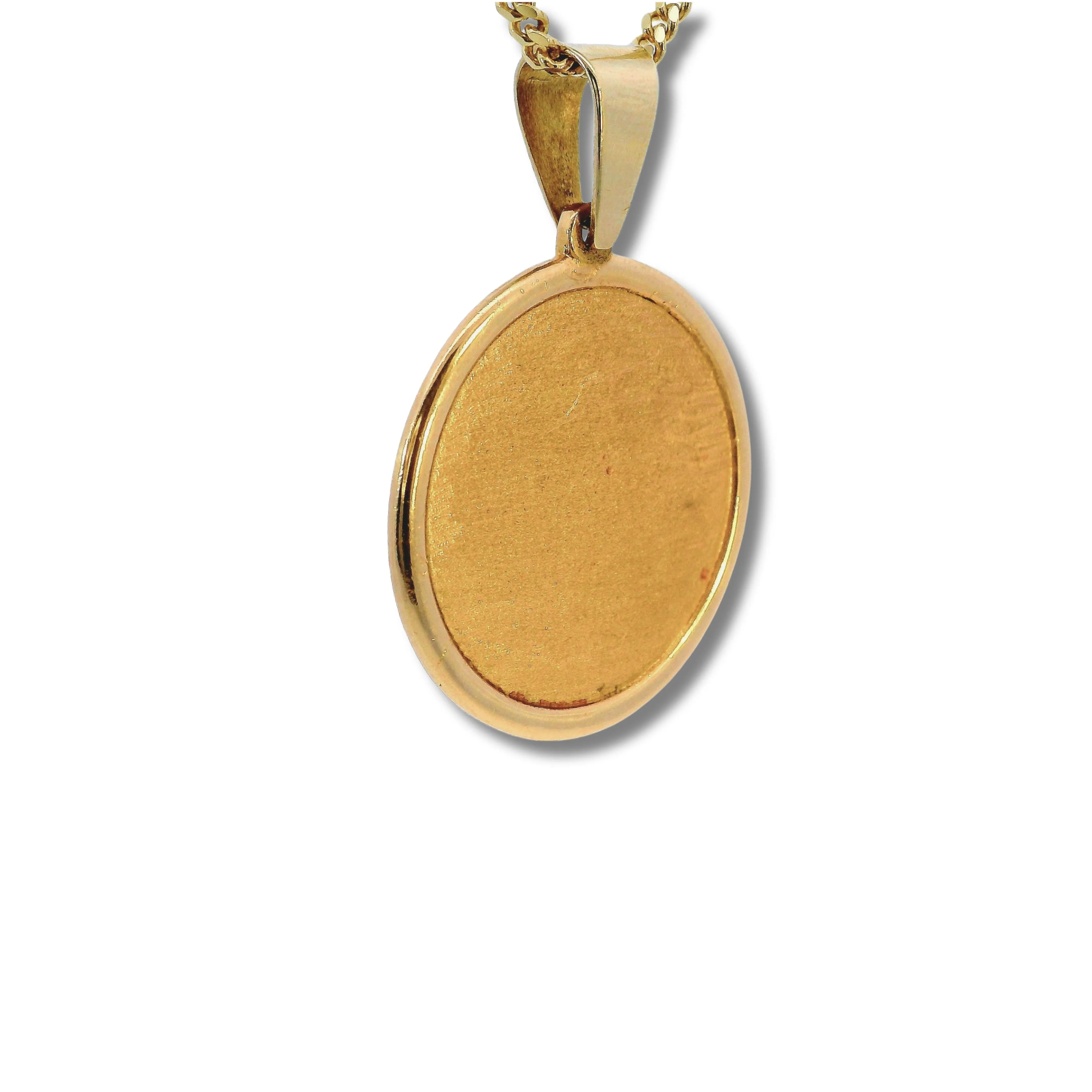 14K Yellow Gold Small Solid Circle Picture Pendant