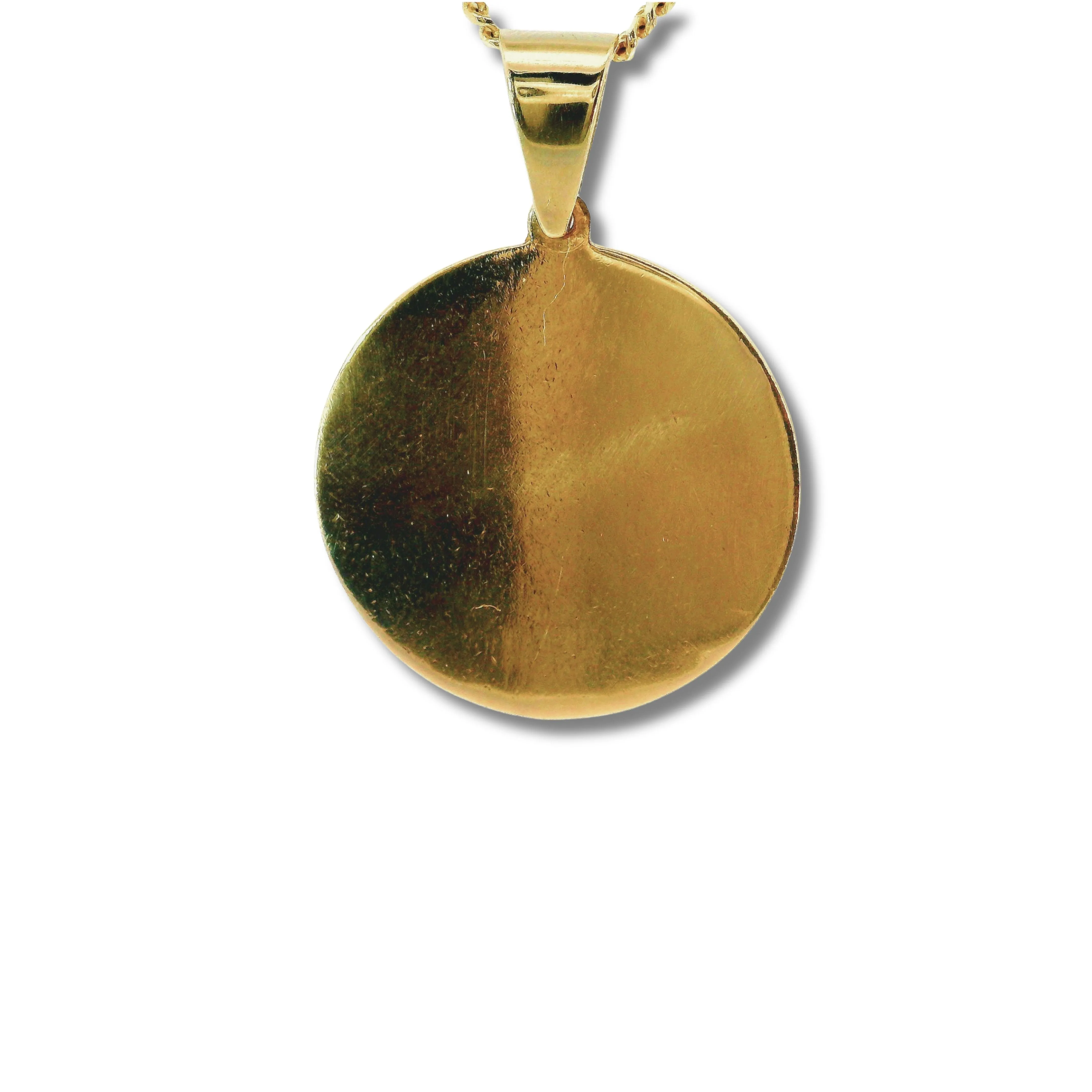 14K Yellow Gold Small Solid Circle Picture Pendant